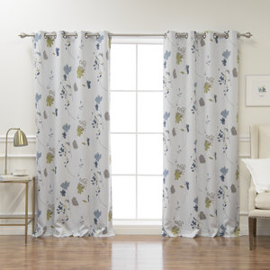 Apple Valley Nature/Floral Semi-Sheer Thermal Grommet Curtain Panels (Set of 2)