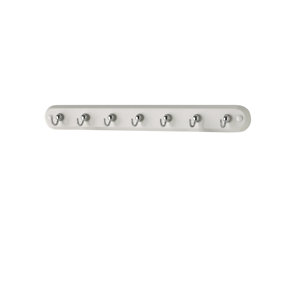 7-Hook Key Rack in White/Chrome