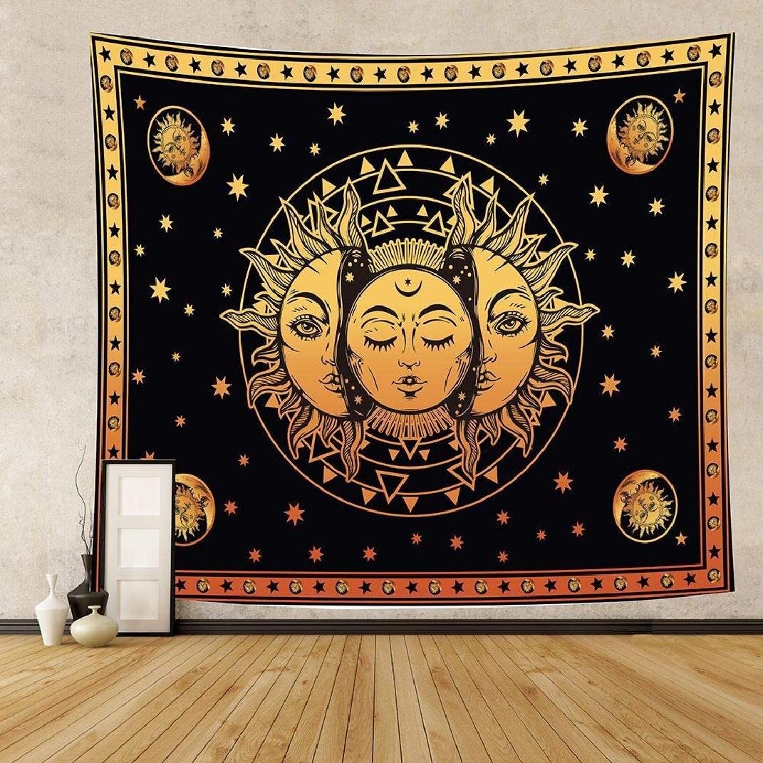 East Urban Home Tapestry Wall Hanging Sun Moon Tapestries Trippy Wall Art Home Decor For Living Room Bedroom Dorm Room Wayfair