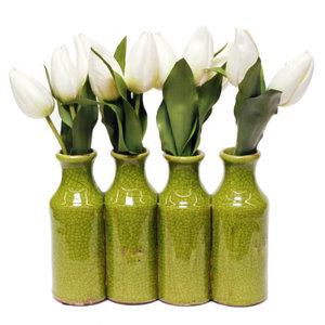 Tulip Floral Arrangement in Milk Bottle Vase