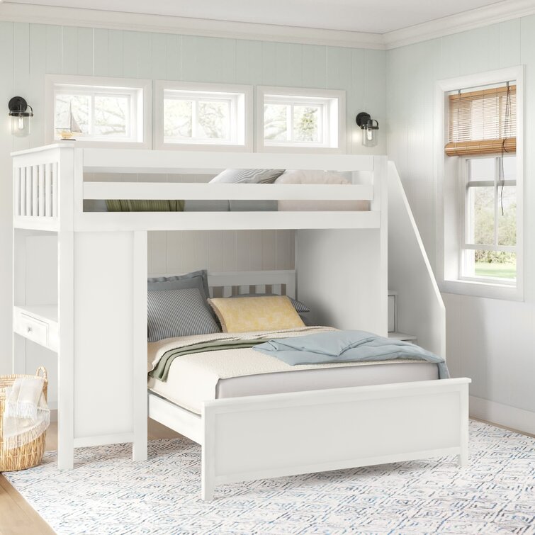 Cavallo Twin Over Full Solid Wood L-Shaped Bunk Beds with Built-in-Desk by Sand & Stable™ Baby & Kids