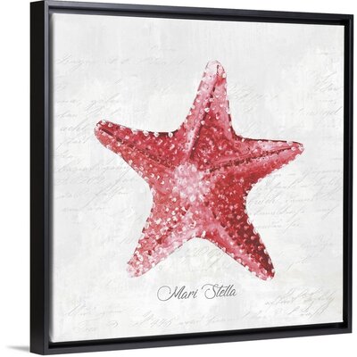 Red Starfish by Eva Watts - Graphic Art Print on Canvas Rosecliff Heights Format: Black Floater Framed Canvas, Size: 18
