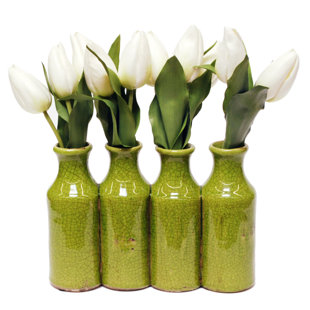 Milk Bottle Vase Wayfair White Tulip Fl Arrangement In Milk Bottle Vase