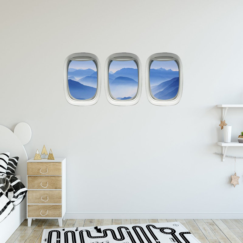 East Urban Home 3 Piece Airplane Window Decor Porthole Decal