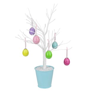 12pcs Plastic Easter Eggs Ornaments Printed Hanging Eggs for Spring Easte