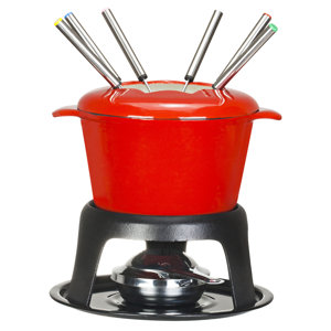 Stylish Cast Iron Enamel Porcelain Fondue Set