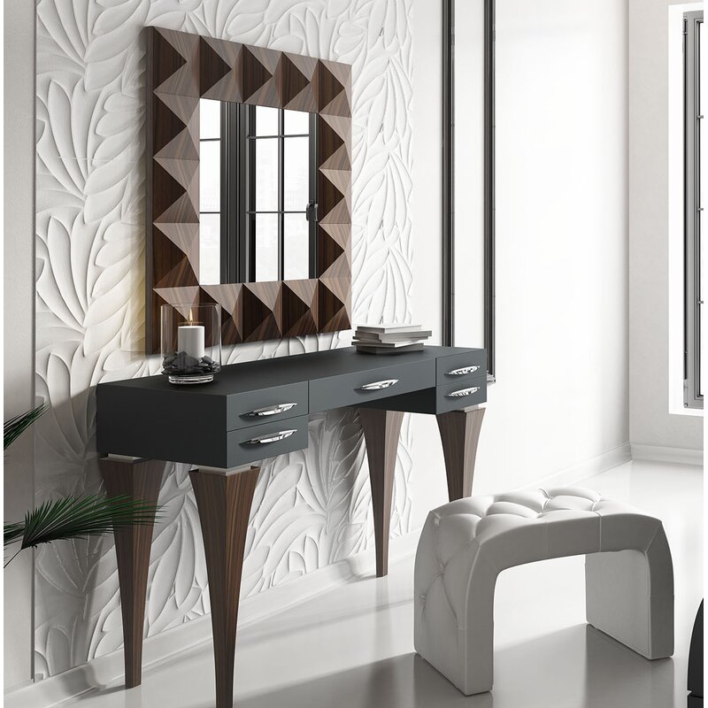 Brayden Studio Fallinerlea Bedroom Makeup Solid Wood Vanity Set With Mirror Wayfair Ca