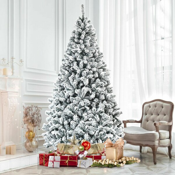 The Holiday Aisle® Premium Snow Green Pine Artificial Christmas Tree ...
