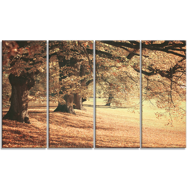 Designart Dreamy Imagery Of Autumn Forest 4 Piece Wrapped Canvas Graphic Art Set On Canvas Wayfair