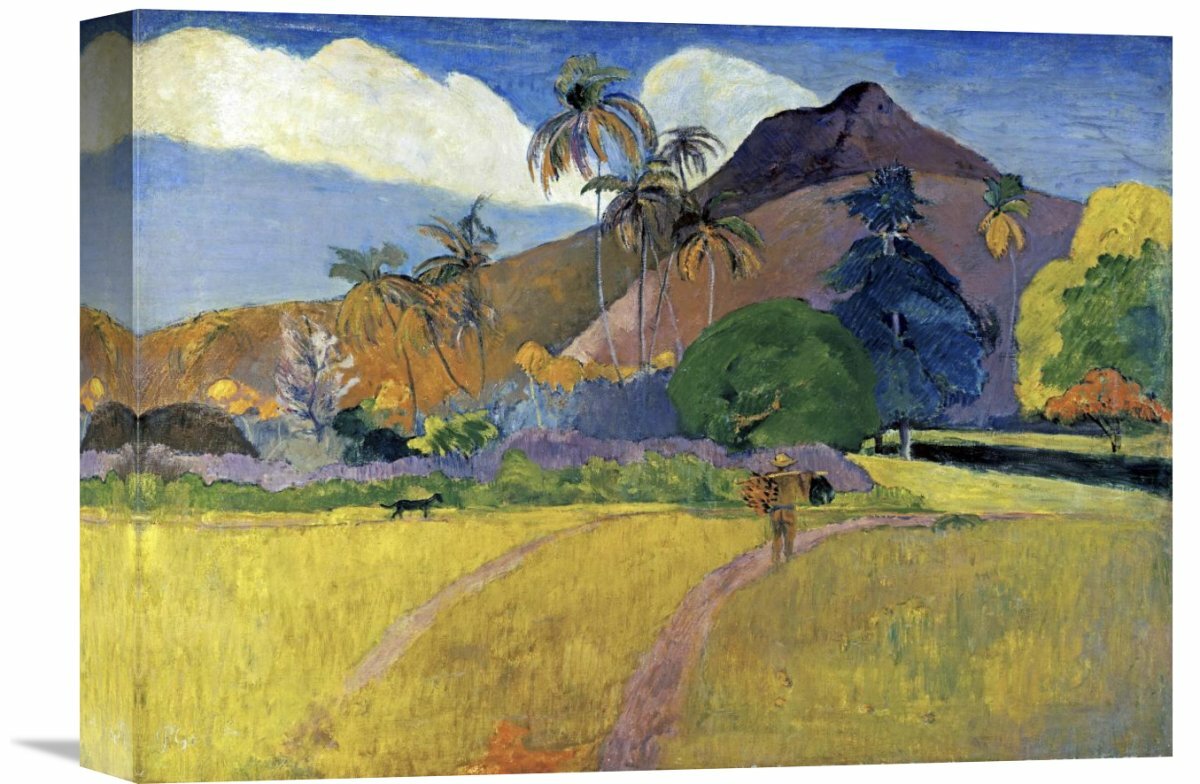 Global Gallery Tahitian Landscape With A Mountain by Paul Gauguin ...