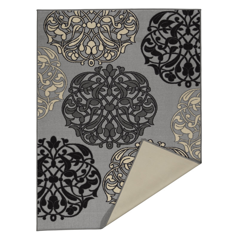 House Of Hampton Somerford Abstract Rubberback Gray Indoor Outdoor Area Rug Wayfair