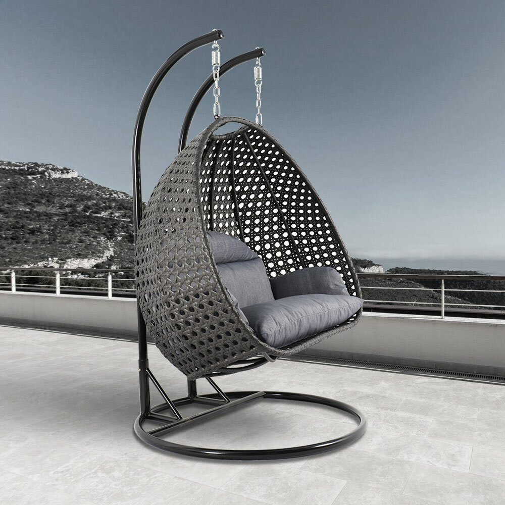 Schuster Wicker Hanging Egg Double Swing Chair With Stand