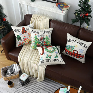Case Xmas Linen Gift Decor Throw Cover Home Pillow Cushion Christmas Festive 