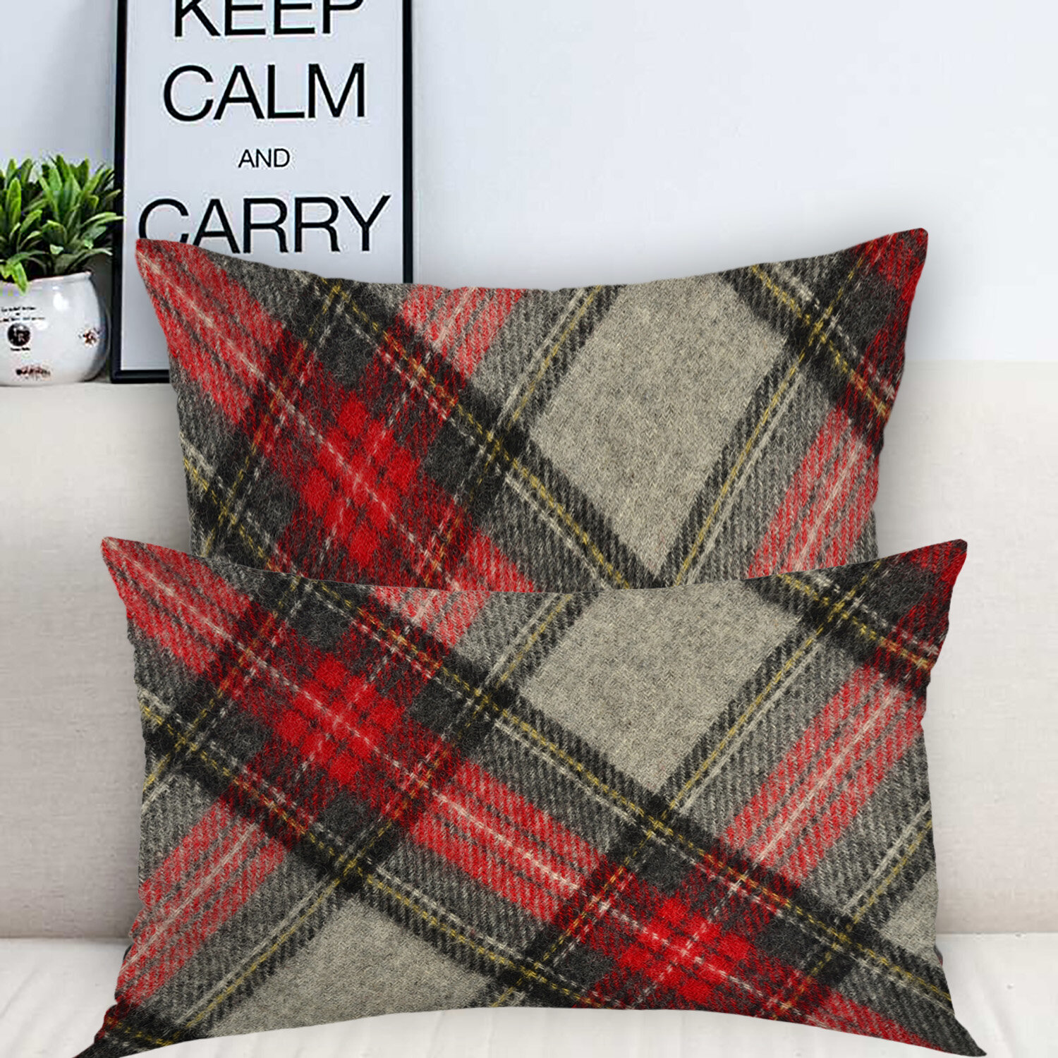 Home Sofa Bed Decor Plaids Throw Pillow Case Square Waist Cushion Cover UK 