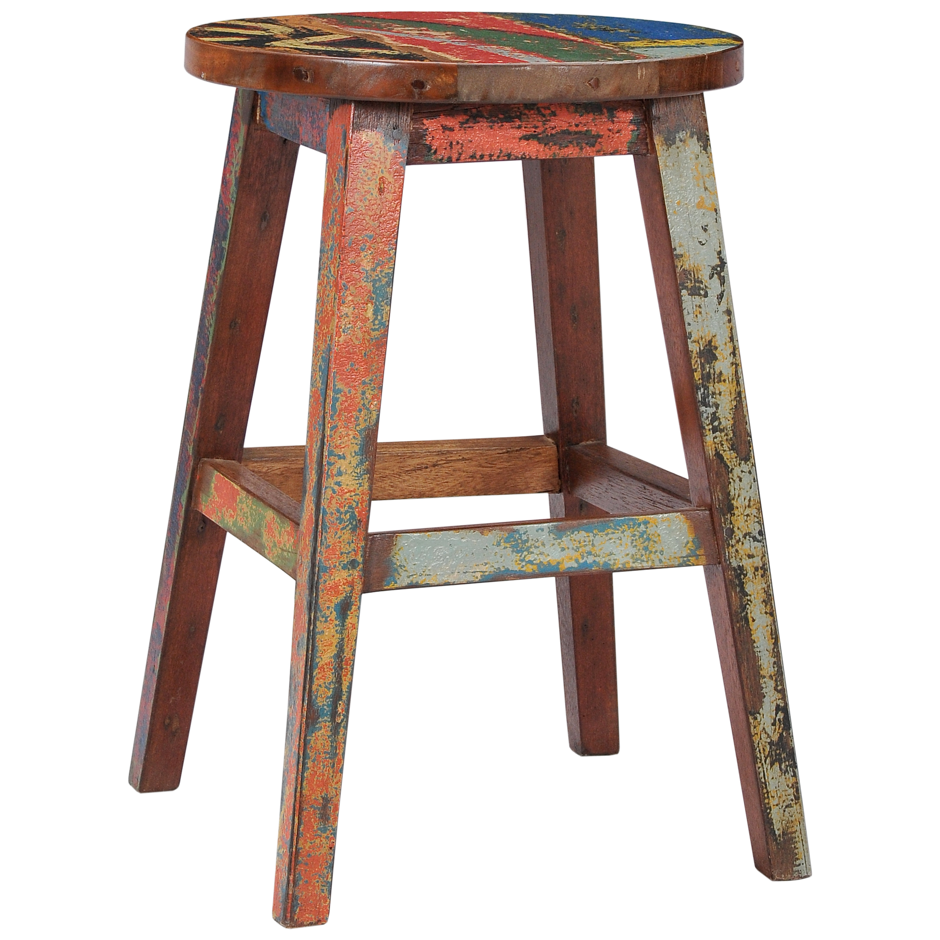 Foundry Select Del Rey Round Recycled Teak Wood Boat Counter Stool ...