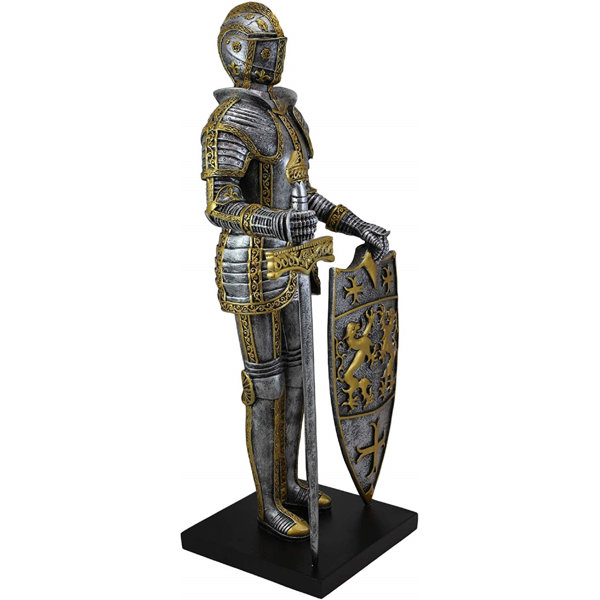 Medieval Knight Gold Armor w/ Sword on Right Hand Figurine Statue 7"H New 
