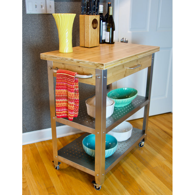 Prep Savour Kitchen Cart With Solid Wood Top Reviews Wayfair