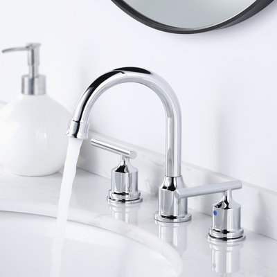 widespread bathroom faucet with drain assembly