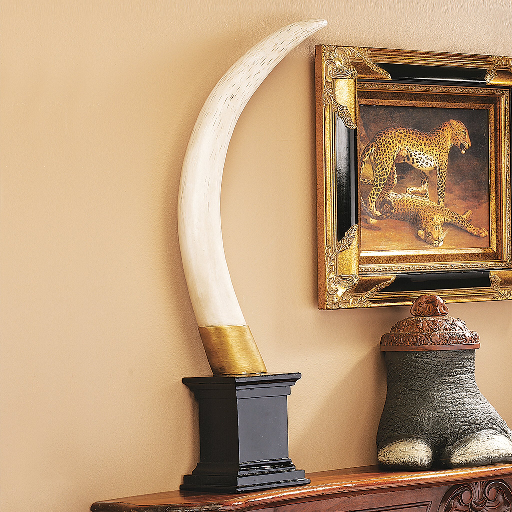 Design Toscano British Colonial Elephant Tusk Sculptural Trophy 