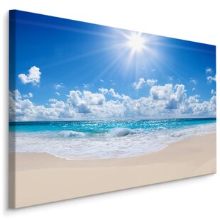 Leinwandbild 120x80cm auf Keilrahmen Meer,Boot,Strand,türkis,idyllisch,Sand 