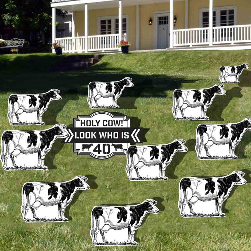 The Holiday Aisle 11 Piece Holy Cow 40th Birthday Yard Decoration