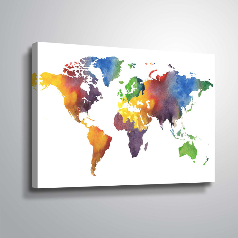 Wrought Studio Gillham Colorful World Map Graphic Art Print On Canvas Reviews Wayfair