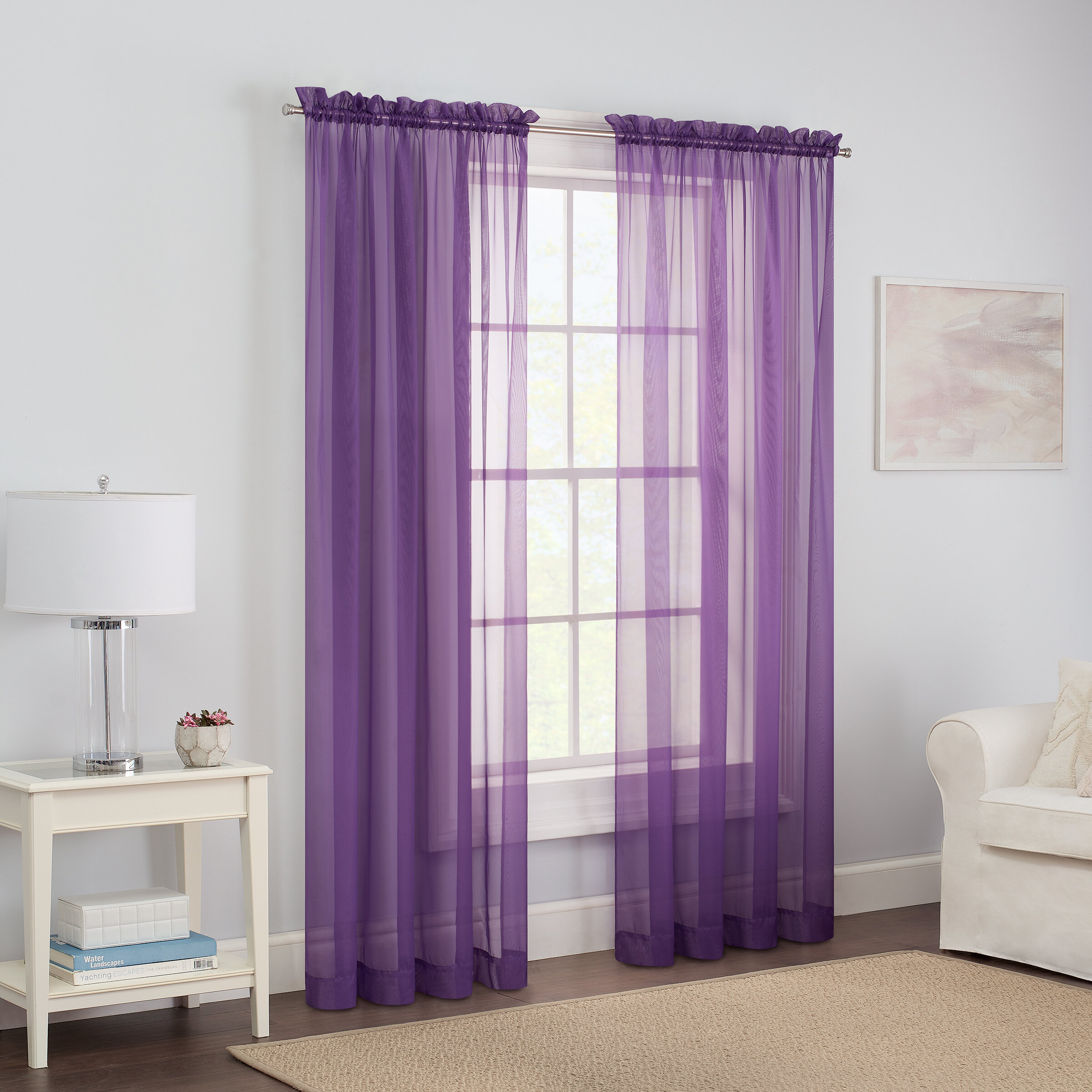 55" x 84" 2 Purple Elegant Window Panels Treatments Sheers Curtains Drapes 