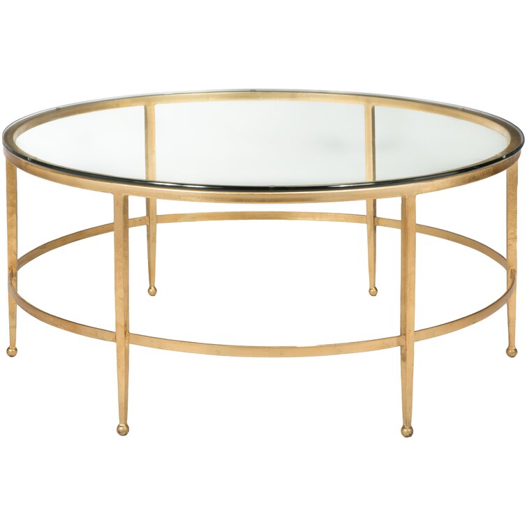 gold and glass round side table