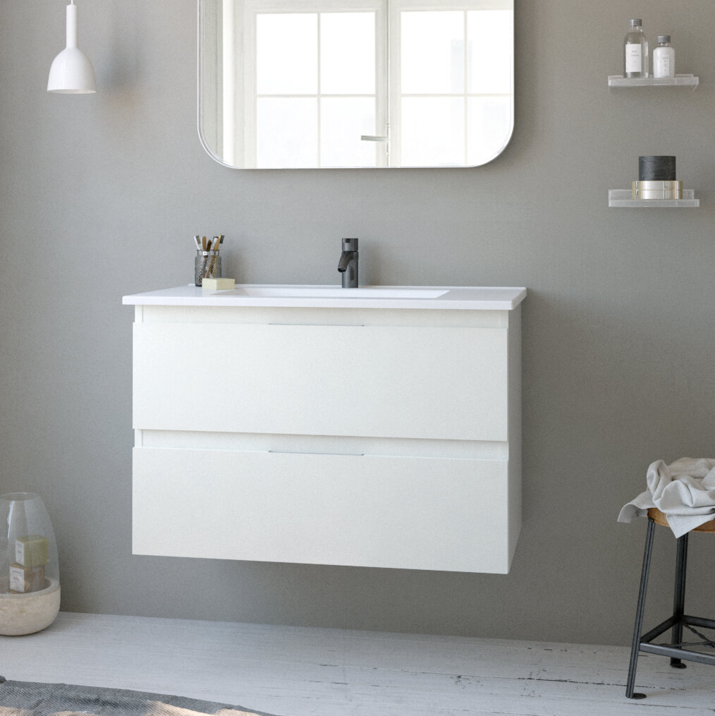 Orren Ellis Elden 32 Wall Mounted Single Bathroom Vanity Set Wayfair