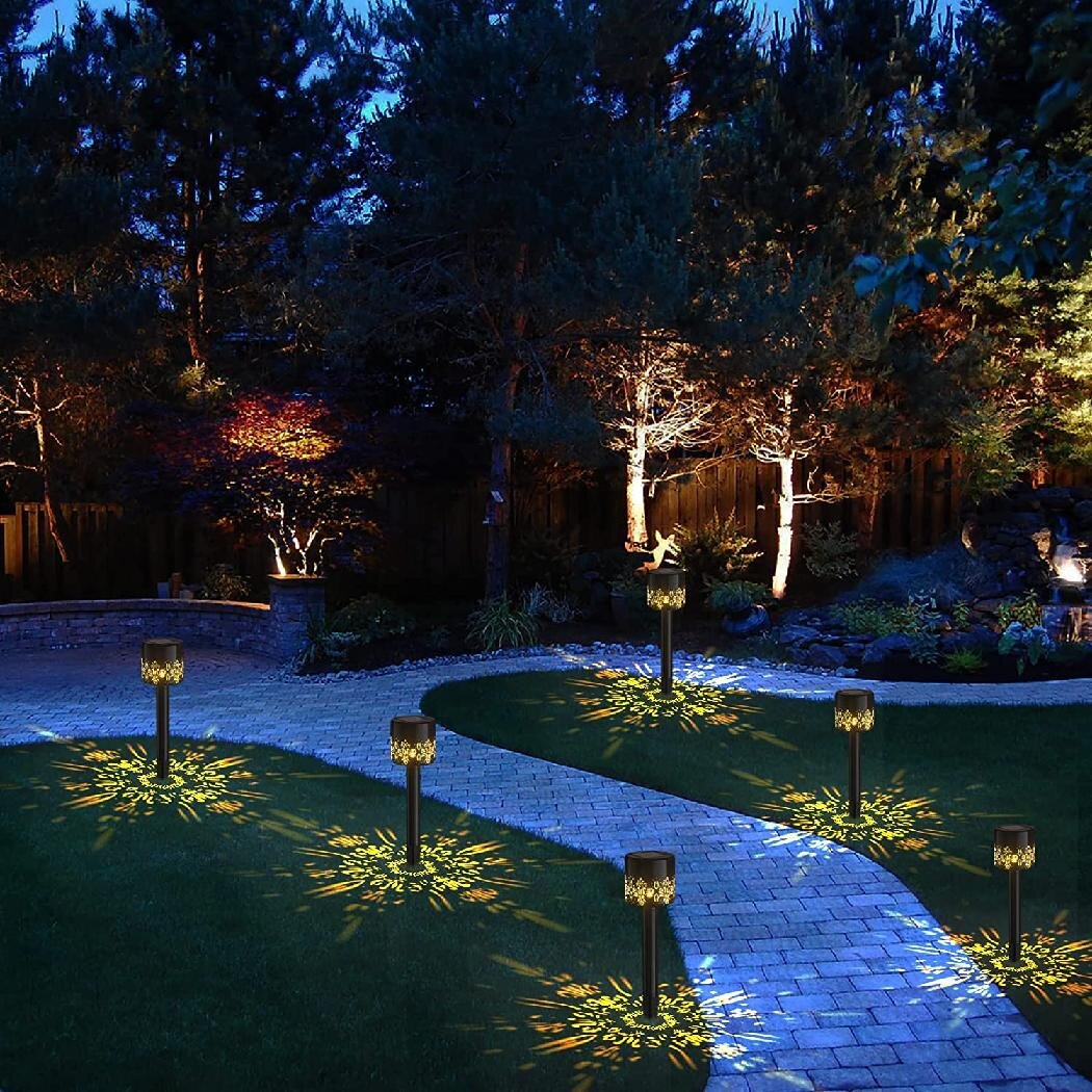 Solar Powered Ground Light Outdoor Waterproof Garden Pathway Lights with 8 LEDs