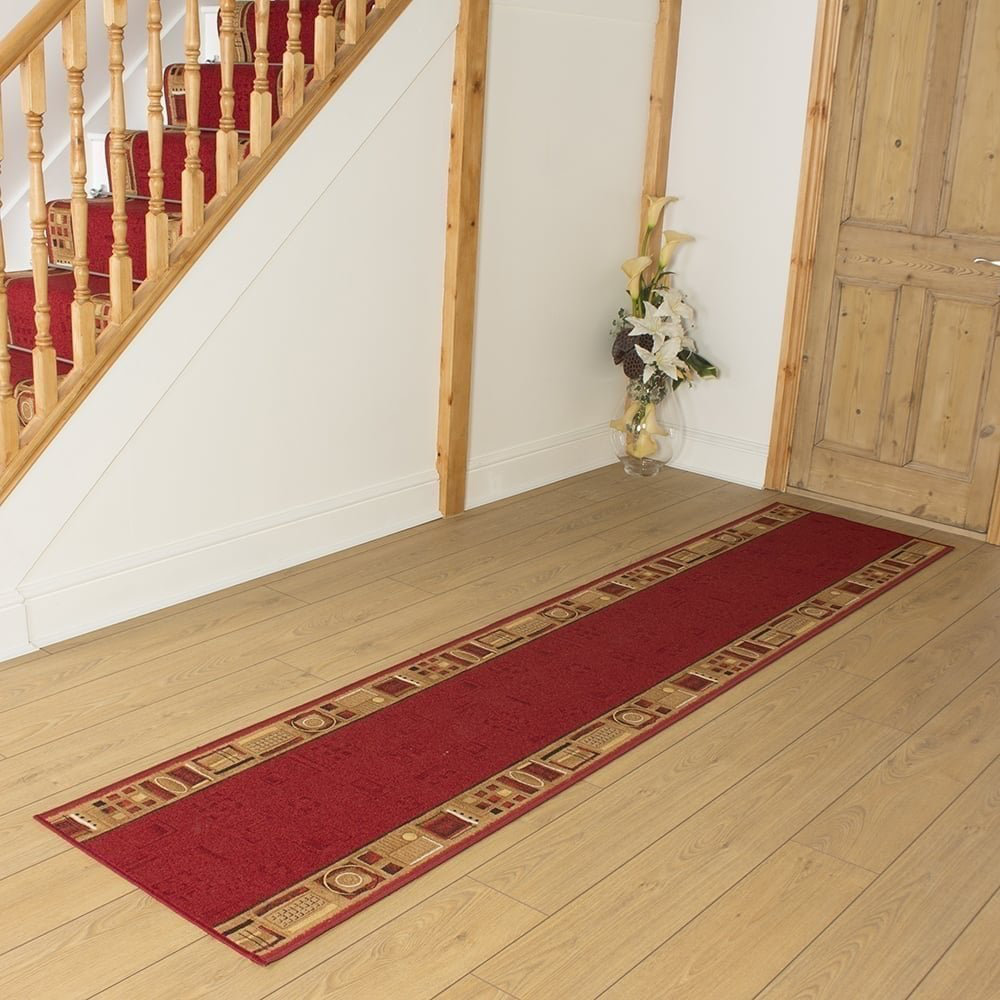 Barberton Looped/Hooked Red Hallway Runner Rug