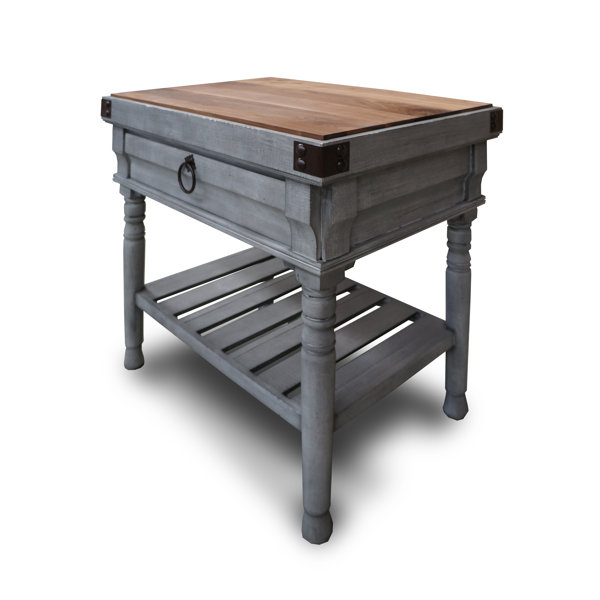 Powell Color Story Antique Butcher Block Kitchen Island | Wayfair