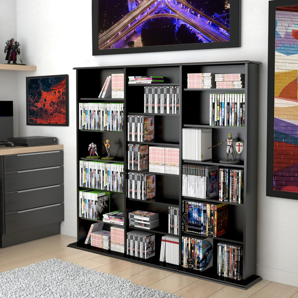 CD Bookcase Storage Shelf Case Cabinet Rack Unit Tower Organizer Adjustable Wooden Book Bluray Video Games up to 837 CDs Espesso 
