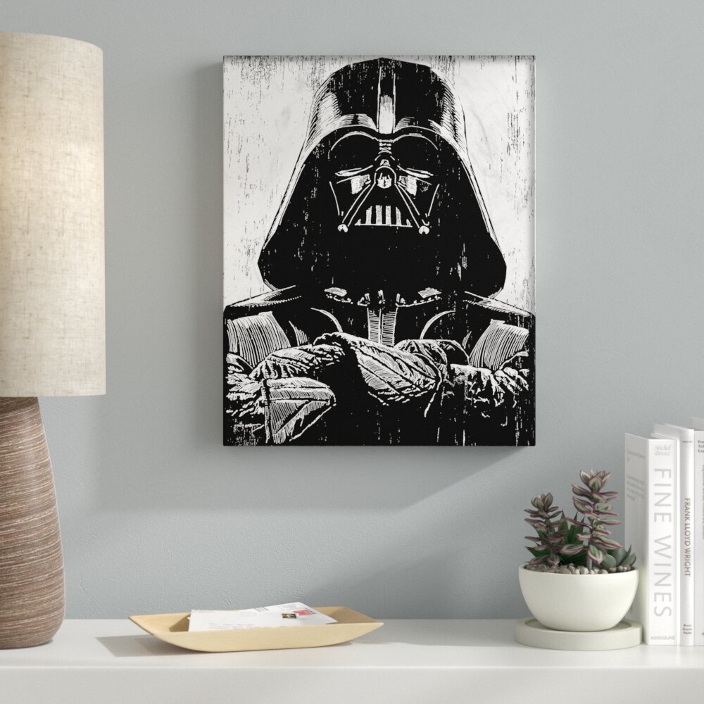 Ebern Designs Star Wars Darth Vader Distressed Wood Etching - Graphic ...