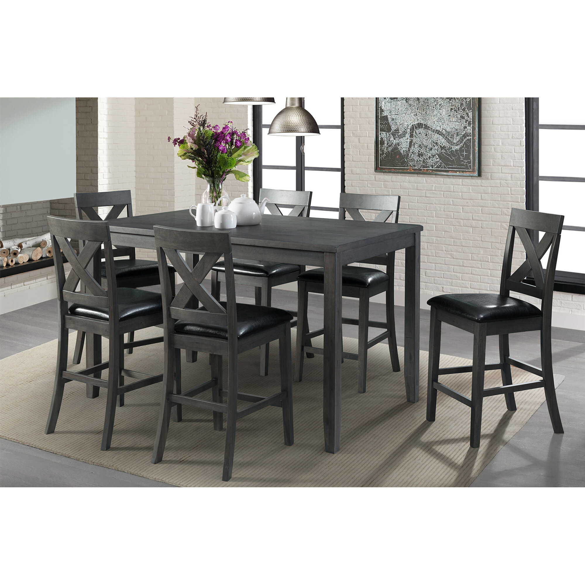 Darby Home Co Colne 7 Piece Counter Height Solid Wood Dining Set Reviews