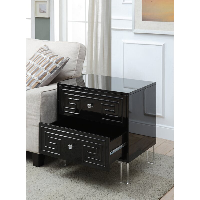 Rosdorf Park Bostrom 2 Drawer End Table Wayfair