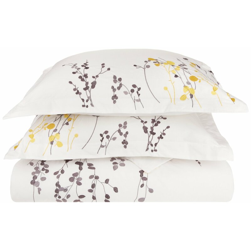 Winston Porter Hern Embroidered Reversible Duvet Cover Set