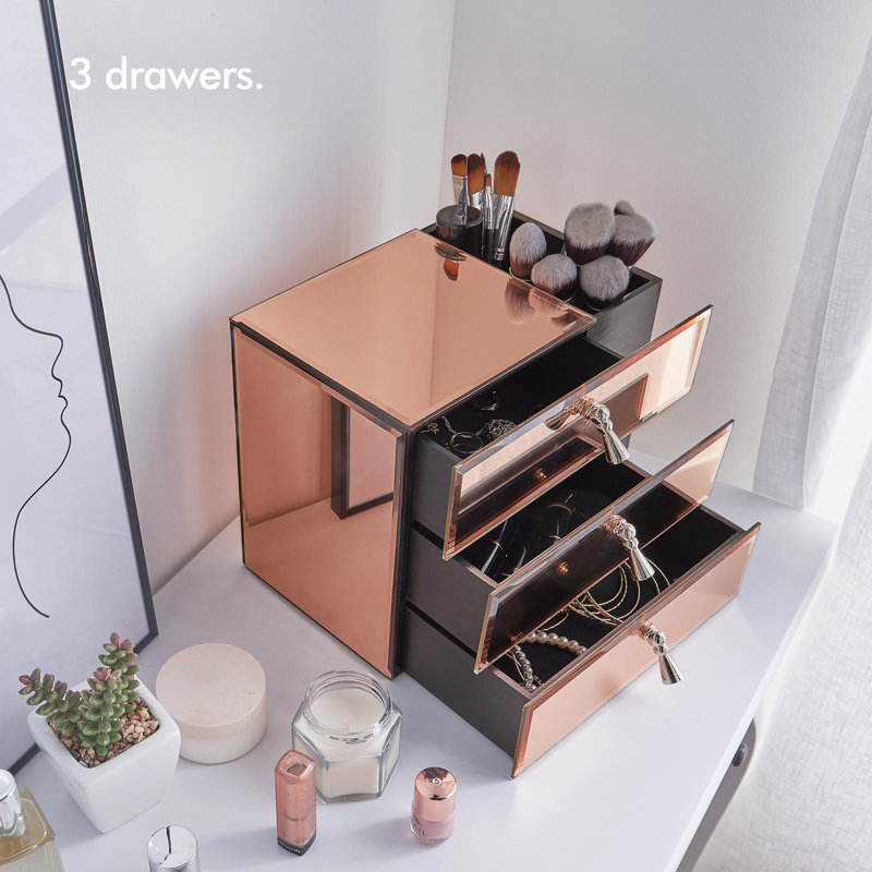 Rosdorf Park 3 Drawer Mirrored Jewellery Box Wayfair Co Uk