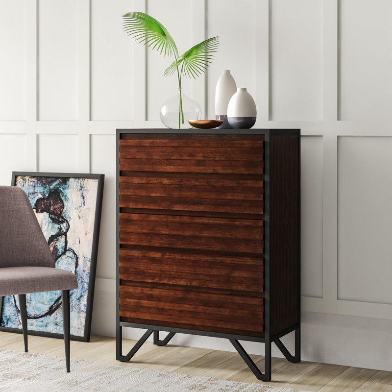 Mercury Row Lund Stacked Wood 5 Drawer Chest Wayfair