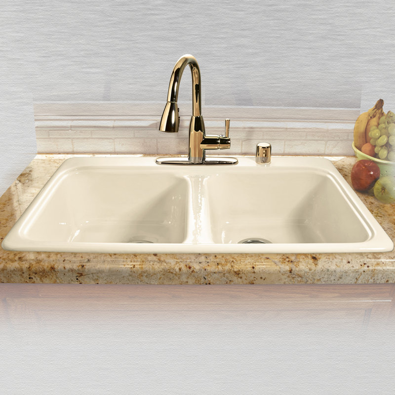 Ceco Royal Palm 33 L X 22 W Double Basin Drop In Kitchen Sink Wayfair