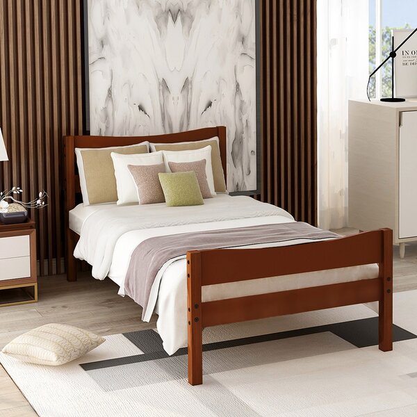 Twin Size Bed Frame Wood Platform Bed W/Strong Slat & Headboard Support 3colors 