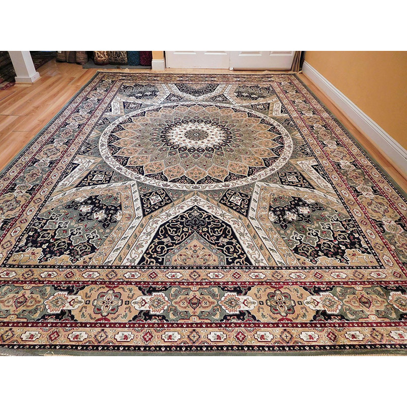Bloomsbury Market Yarnell Living Room Hand Knotted Silk Green/Beige Rug & Reviews | Wayfair