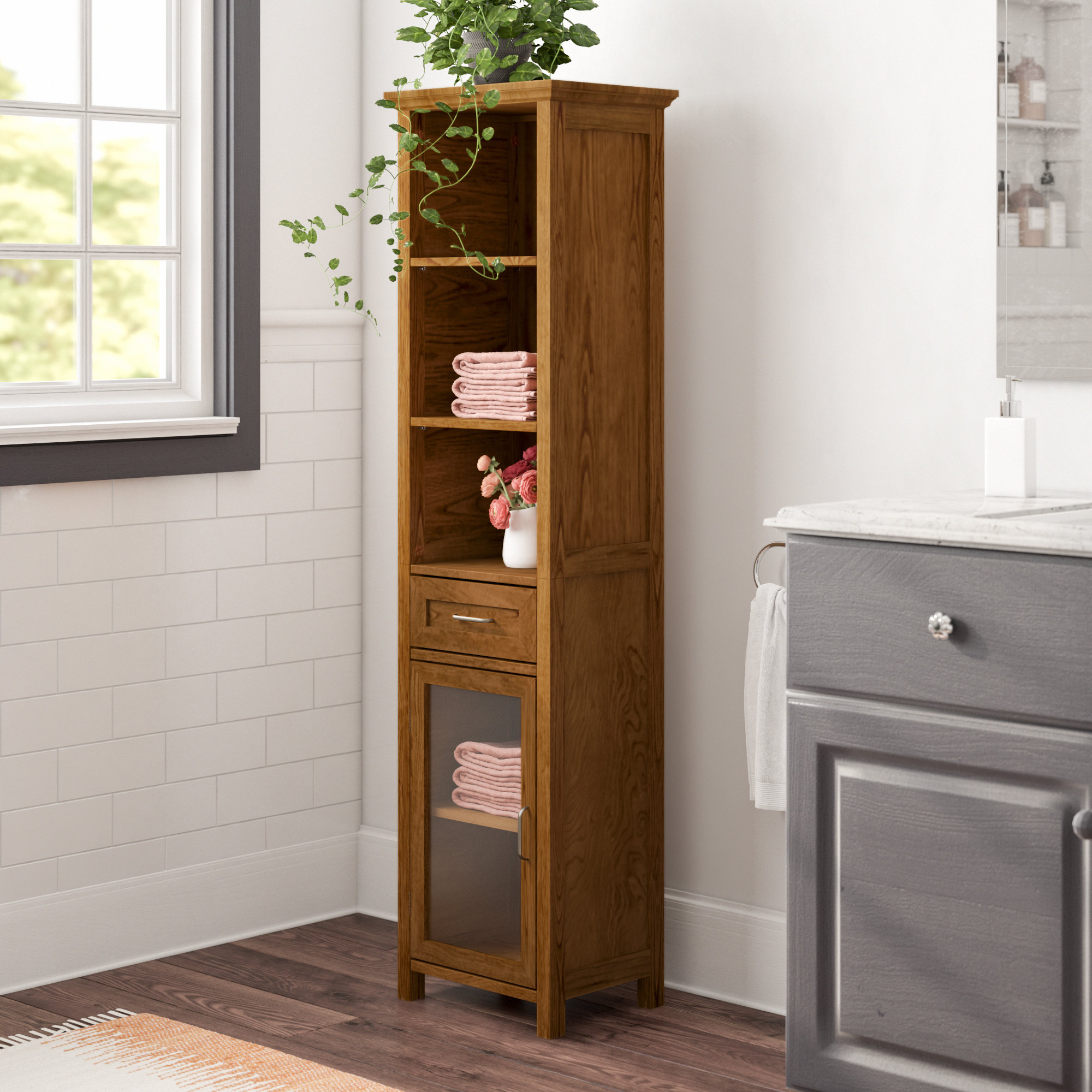 Espresso Brown Best Choice Products Modern Contemporary Home Bathroom Floor Storage Organization Cabinet for Linens Toiletries 2 Adjusting Shelves Towels Versatile Door Soap w// 1 Bottom Shelf