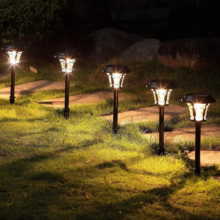 Warm White 6 Pcs 6 Pack Solar Pathway Lights Outdoor Waterproof Solar Garden Lights Auto On/Off Solar Powered Lights LED Landscape Lighting for Yard Driveway Patio