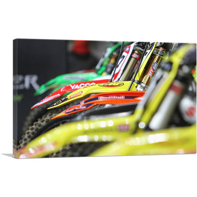 Row of Dirtbikes - Wrapped Canvas Photograph Print ARTCANVAS Size: 20