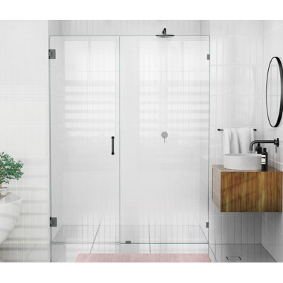 Illume 60 in. x 78 in. Fully Frameless Wall Hinge Shower Door