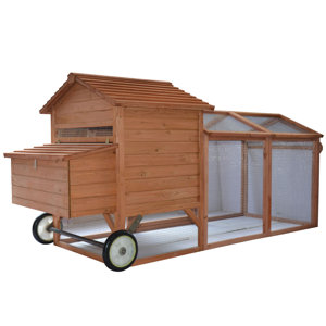 Wheeled Tractor Hen House Chicken Coop with Chicken Run