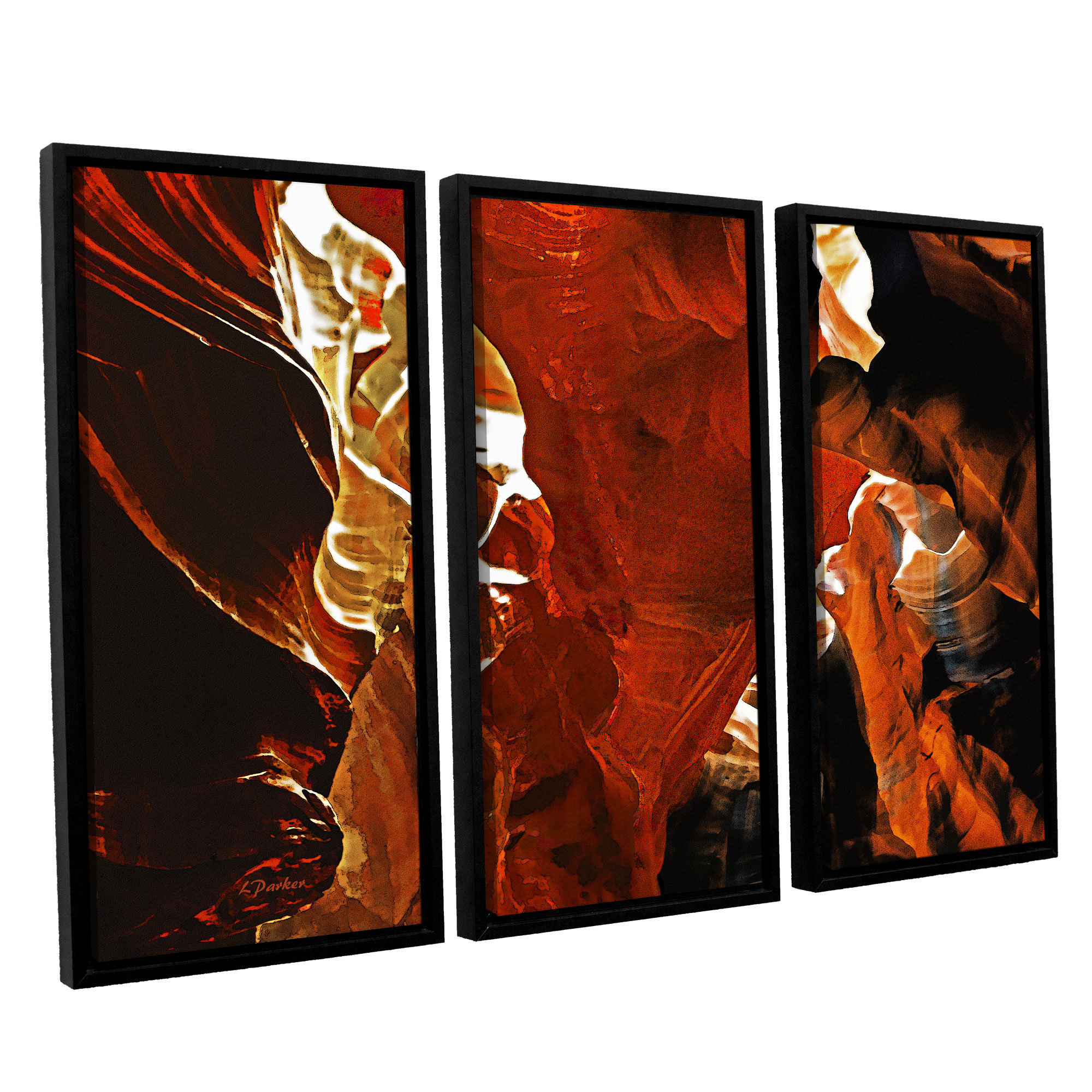 ArtWall 4 Piece Linda Parkers Slot Canyon Light from Above 2 Floater Framed Canvas Artwork 36 x 54