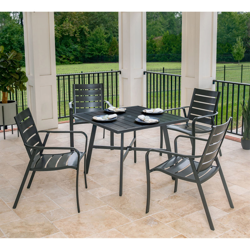 Gracie Oaks Colson 5 Piece Commercial Grade Patio Dining Set With