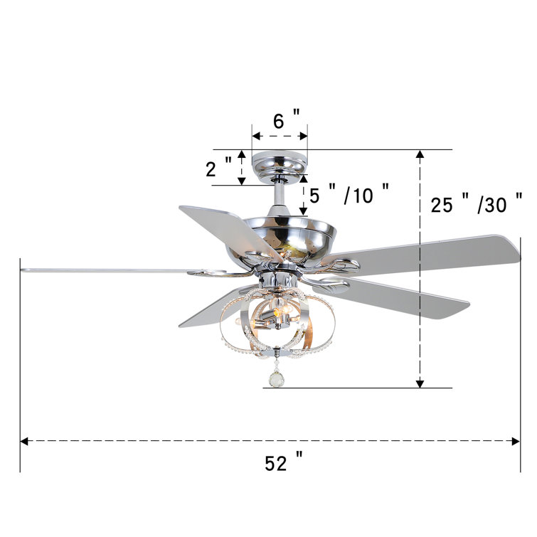 52 In 5 - Blade Standard Ceiling Fan With Lights